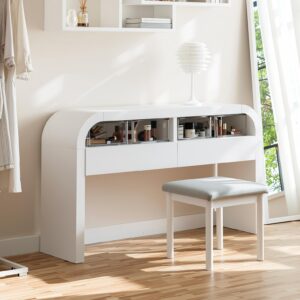 wohnli-moebel-suche-800001844293-1 KONSOLENTISCH weiß mit 2 schubladen & abgerundeten kanten Holzwerkstoff Urban Meuble Möbel > Kommoden & Schubladenschränke > Konsolentische Weiß