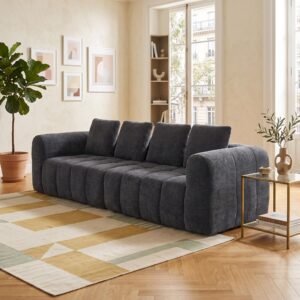 wohnli-moebel-suche-800001844295-1 4-SITZER SOFA Modulares Dunkelgrau Samtstoff 260cm Montagefrei Textil Urban Meuble Möbel > Sofas & Couches > Sofas Grau