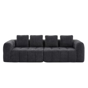 wohnli-moebel-suche-800001844295 Wohnli Möbelsuche - 4-SITZER SOFA Modulares Dunkelgrau Samtstoff 260cm Montagefrei