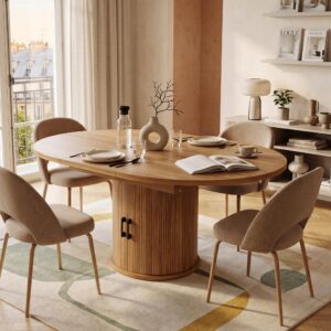 wohnli-moebel-suche-800001844308-1 ESSTISCH Rund Ausziehbar 118-158cm Walnut/Schwarz mit Stauraum Holzwerkstoff Urban Meuble Möbel > Tische > Esstische Braun