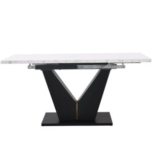Wohnli Möbelsuche - ESSTISCH Ausziehbar 99-159cm Marmoroptik Weiß & Schwarz V-Beine
