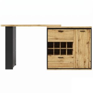 Wohnli Möbelsuche - BARTISCH Ausziehbar 138-220cm Holzoptik mit Stauraum & Weinregal