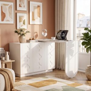 wohnli-moebel-suche-800001844387-1 COMPUTERTISCH Eckschreibtisch Drehbar Weiß L-Form mit Schrank 110cm Holzwerkstoff Urban Meuble Möbel > Tische > Schreibtische > Gamingtische Weiß