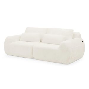 wohnli-moebel-suche-800001844612 Wohnli Möbelsuche - 2-SITZER SOFA in Beige aus Kunstfell mit USB-Anschluss & Seitentasche