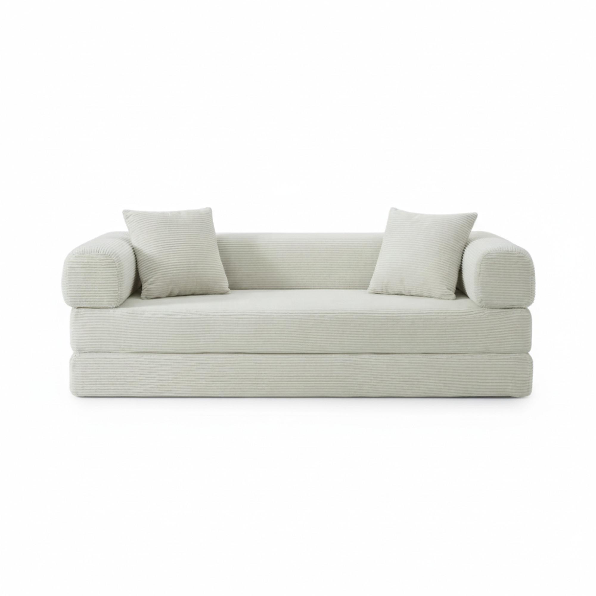 Wohnli Möbelsuche - SCHLAFSOFA aus Cord in Beige 2-lagiges Design & zum Doppelbett ausklappbar