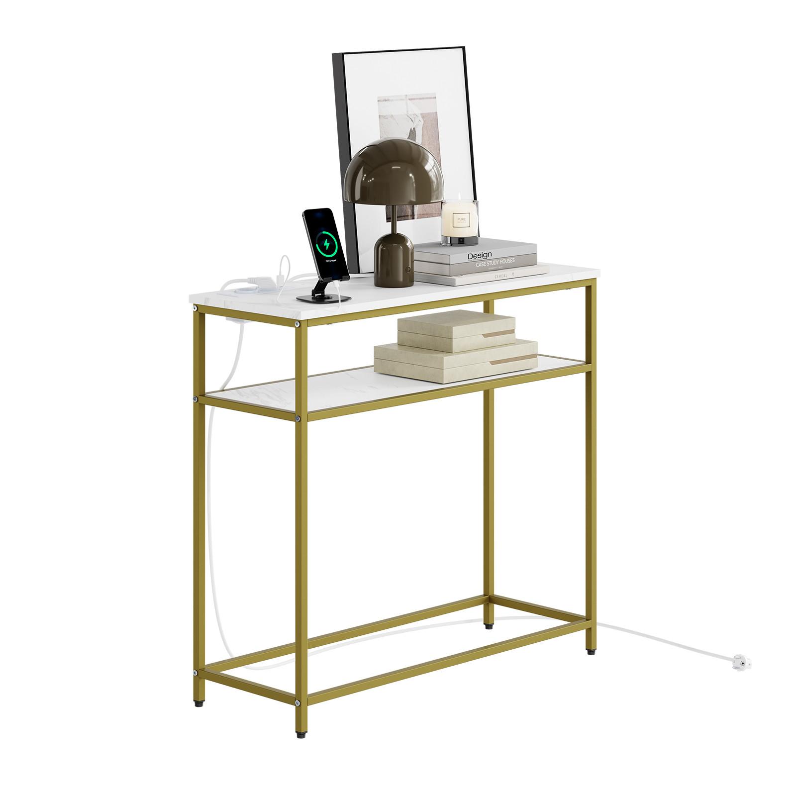 Wohnli Möbelsuche - KONSOLENTISCH mit 2 Ablagen und 2 Steckdosen modern 80x30x75 cm