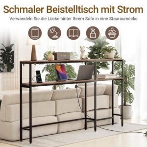 wohnli-moebel-suche-800001844753-1 ECKKONSOLENTISCH mit integrierter Steckdose schmal 180x20x100 cm Holzwerkstoff, Metall SoBuy Möbel > Kommoden & Schubladenschränke > Konsolentische Braun