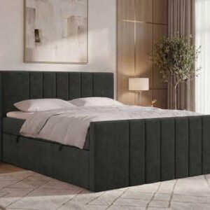 wohnli-moebel-suche-800001858940-1 BOXBETT INERO DUO 180/200 - Dunkelgrau Stukture - Topper T25 - H4 Textil MKS Möbel > Betten > Boxspringbetten Grau