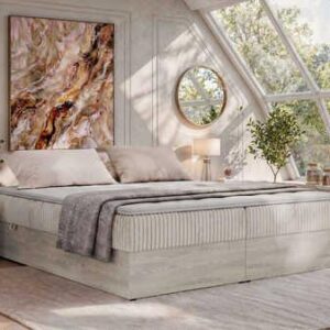 wohnli-moebel-suche-800001858965-1 BOXBETT NORDIC ZERO 160/200 - Beige Cord - Topper Visco - H4 Textil MKS Möbel > Betten > Boxspringbetten Beige