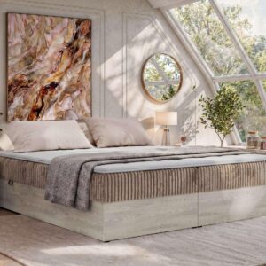 wohnli-moebel-suche-800001858980-1 BOXBETT NORDIC ZERO 160/200 - Braun Cord - Topper Visco - H3 Textil MKS Möbel > Betten > Boxspringbetten Braun