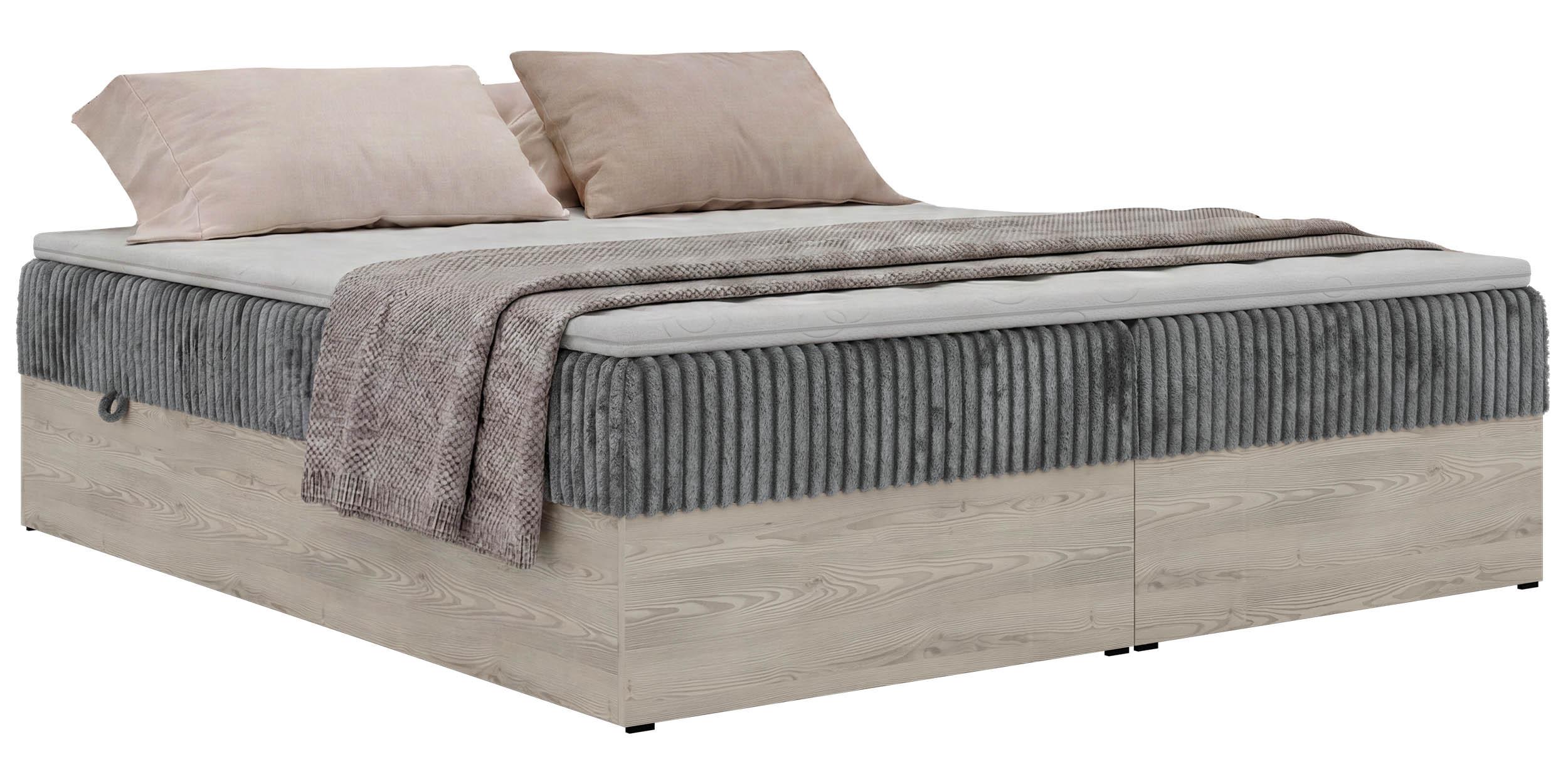 wohnli-moebel-suche-800001859040 Wohnli Möbelsuche - BOXBETT NORDIC ZERO 160/200 - Grau Cord - Topper Visco - H3