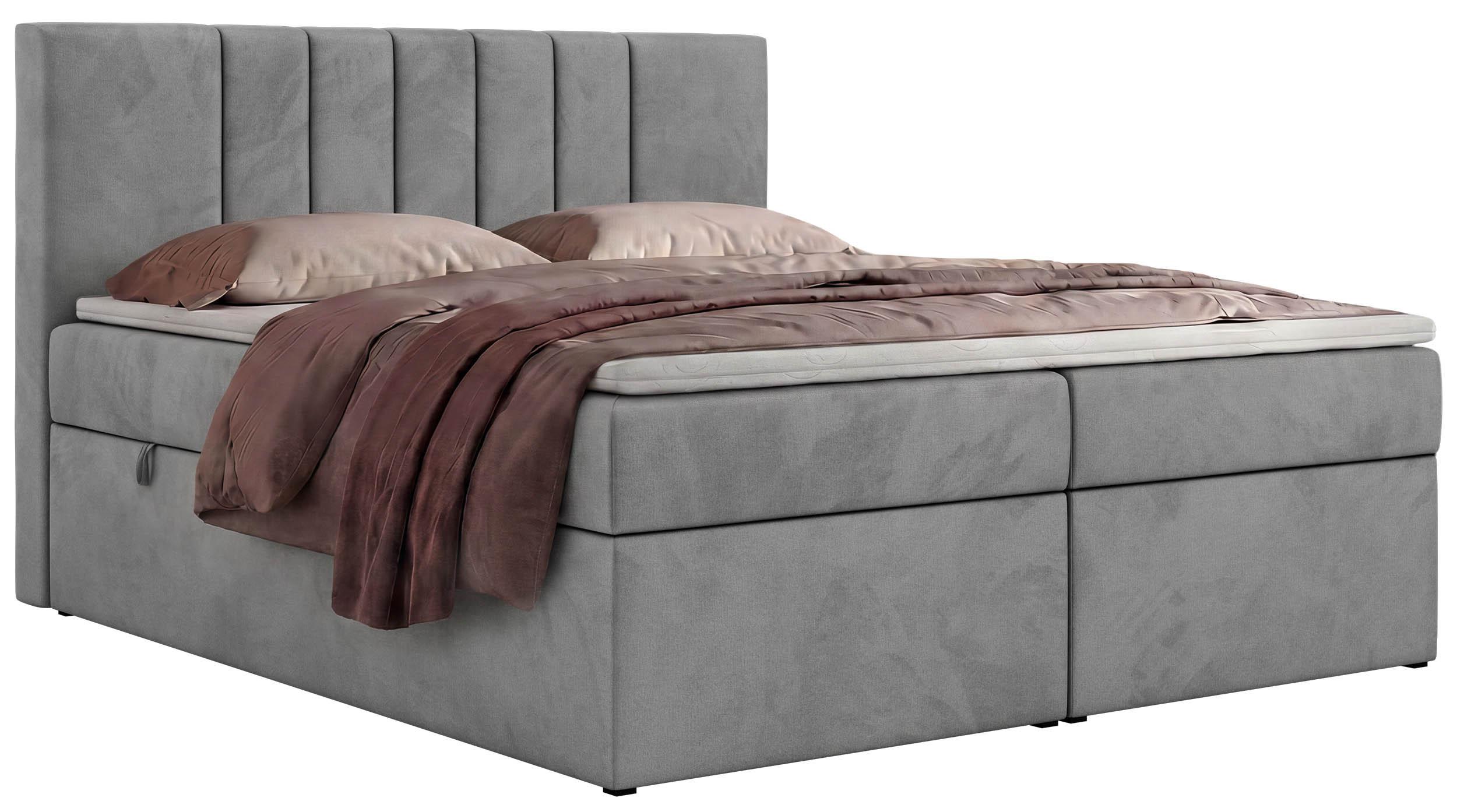 wohnli-moebel-suche-800001859069 Wohnli Möbelsuche - BOXBETT INERO 200/200 - Hellgrau Velvet - Topper T25 - H3