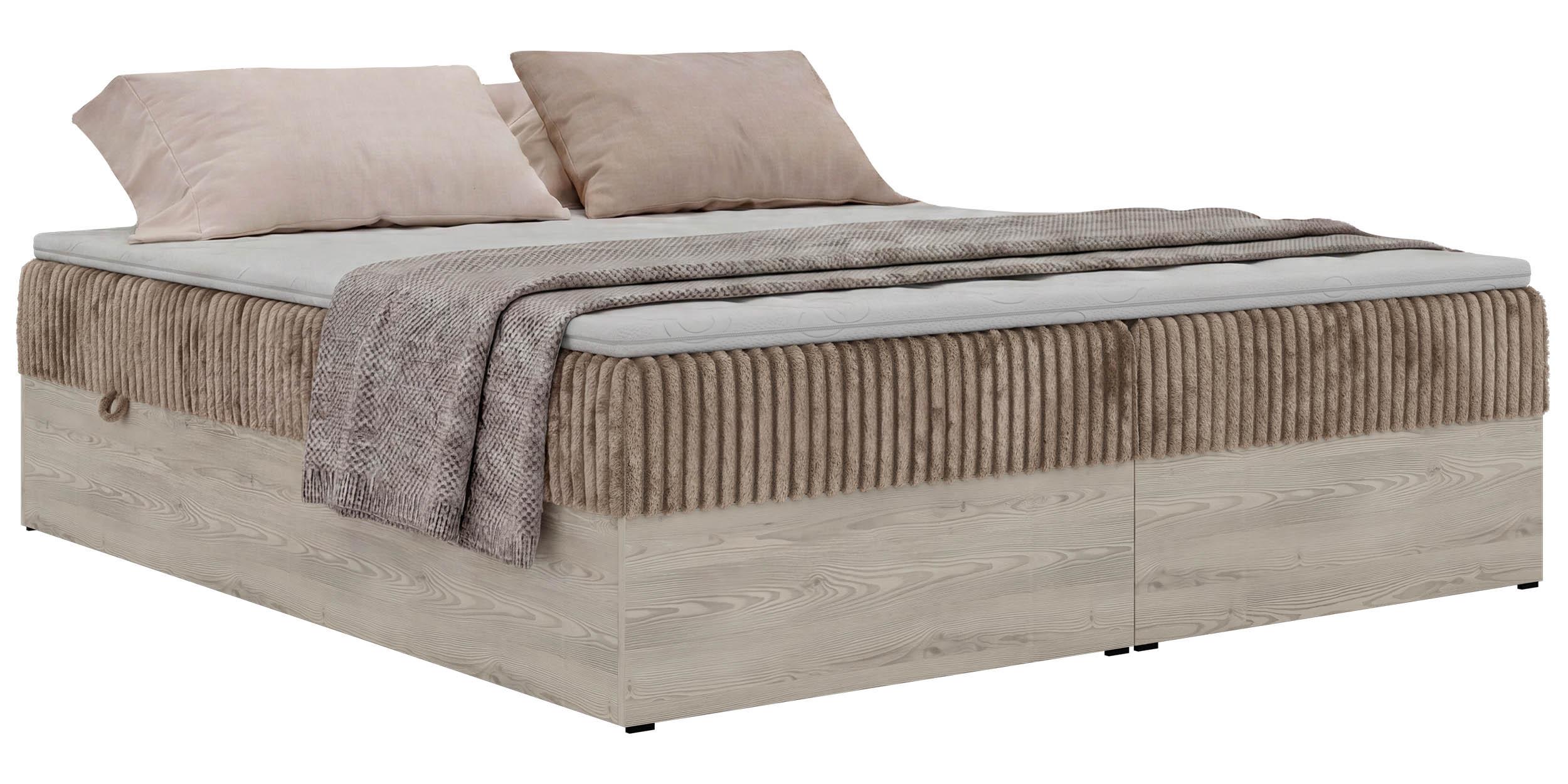 wohnli-moebel-suche-800001859250 Wohnli Möbelsuche - BOXBETT NORDIC ZERO 160/200 - Braun Cord - Topper T25 - H3