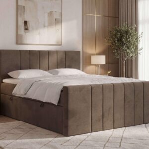 wohnli-moebel-suche-800001859256-1 BOXBETT INERO DUO 140/200 - Braun Velvet - Topper T25 - H4 Textil MKS Möbel > Betten > Boxspringbetten Braun