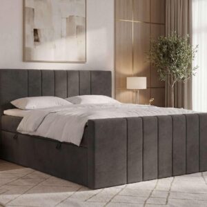 wohnli-moebel-suche-800001859318-1 BOXBETT INERO DUO 180/200 - Dunkelgrau Velvet - Topper T25 - H4 Textil MKS Möbel > Betten > Boxspringbetten Grau