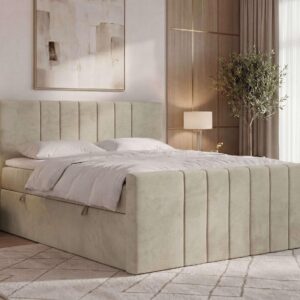 wohnli-moebel-suche-800001859332-1 BOXBETT INERO DUO 140/200 - Beige Velvet - Topper T25 - H3 Textil MKS Möbel > Betten > Boxspringbetten Beige