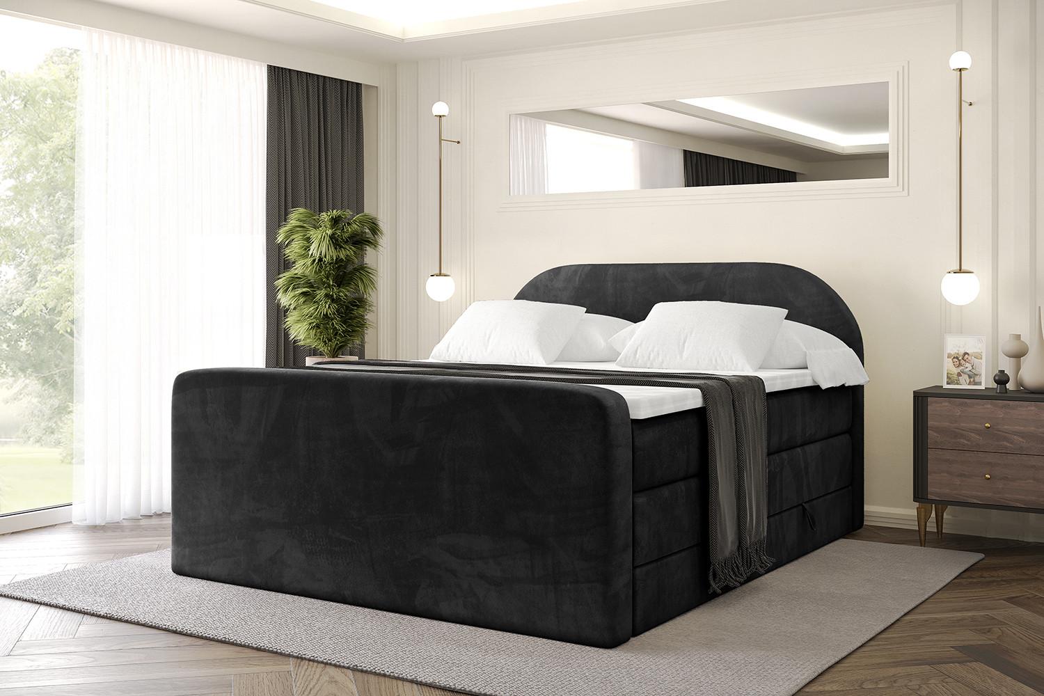 BOXSPRINGBETT mit Matratze und Lattenrost - NOX-Z KING-160x200 - Schwarz Casablanca Holzwerkstoff ALTDECOR Möbel > Betten > Boxspringbetten Schwarz