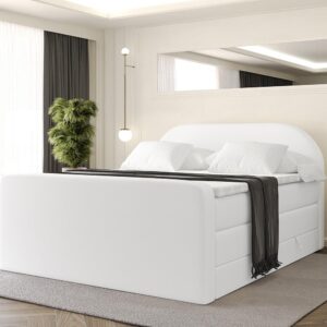 wohnli-moebel-suche-800001859425-1 BOXSPRINGBETT mit Matratze und Lattenrost - NOX-Z KING-180x200 - Weiß Kunstleder Holzwerkstoff ALTDECOR Möbel > Betten > Boxspringbetten Weiß