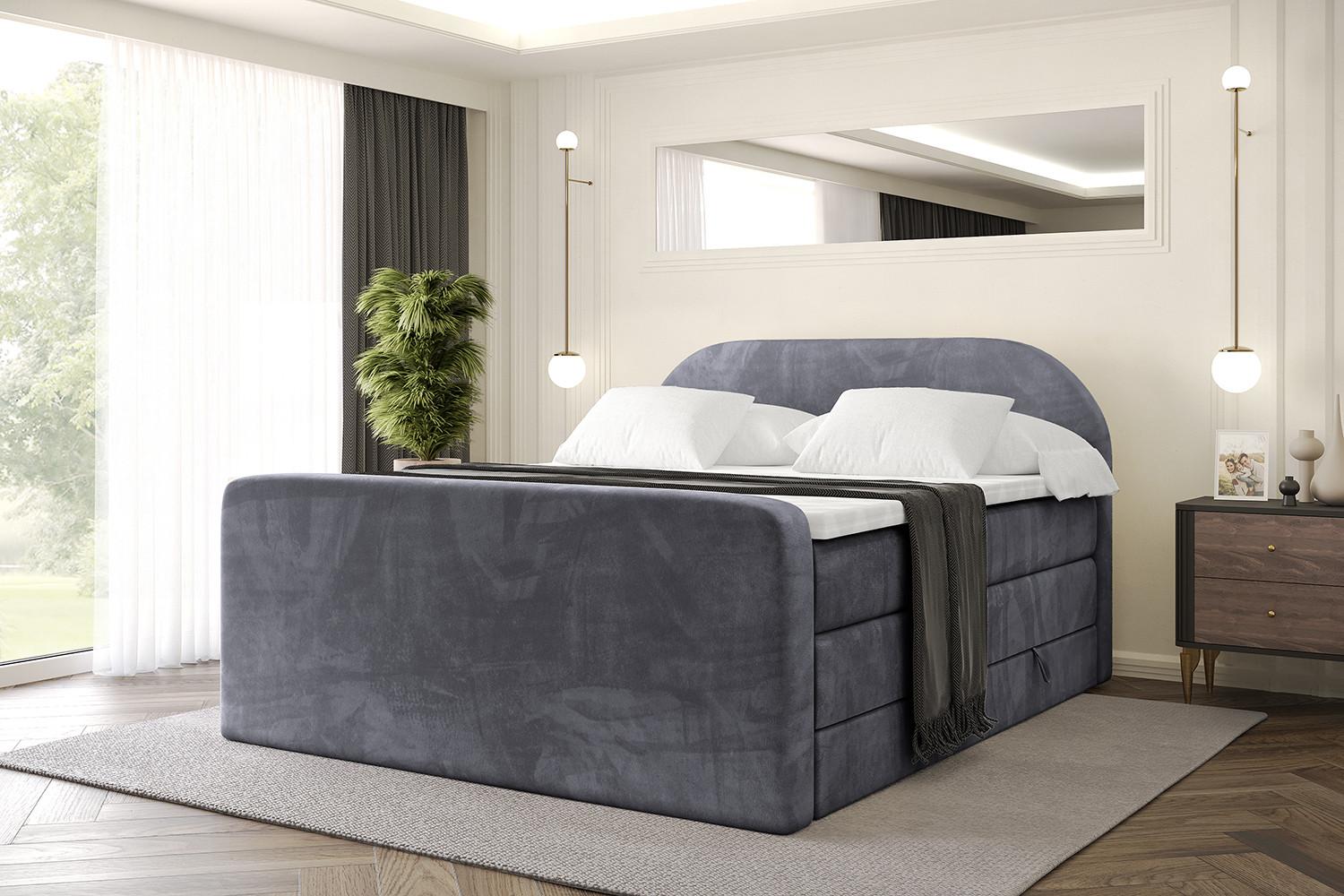BOXSPRINGBETT mit Matratze und Lattenrost - NOX-Z KING-180x200 - Dunkelgrau Casablanca Holzwerkstoff ALTDECOR Möbel > Betten > Boxspringbetten Grau