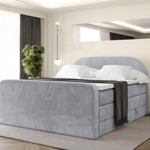 BOXSPRINGBETT mit Matratze und Lattenrost - NOX-Z KING-200x200 - Grau Monolith Holzwerkstoff ALTDECOR Möbel > Betten > Boxspringbetten Grau