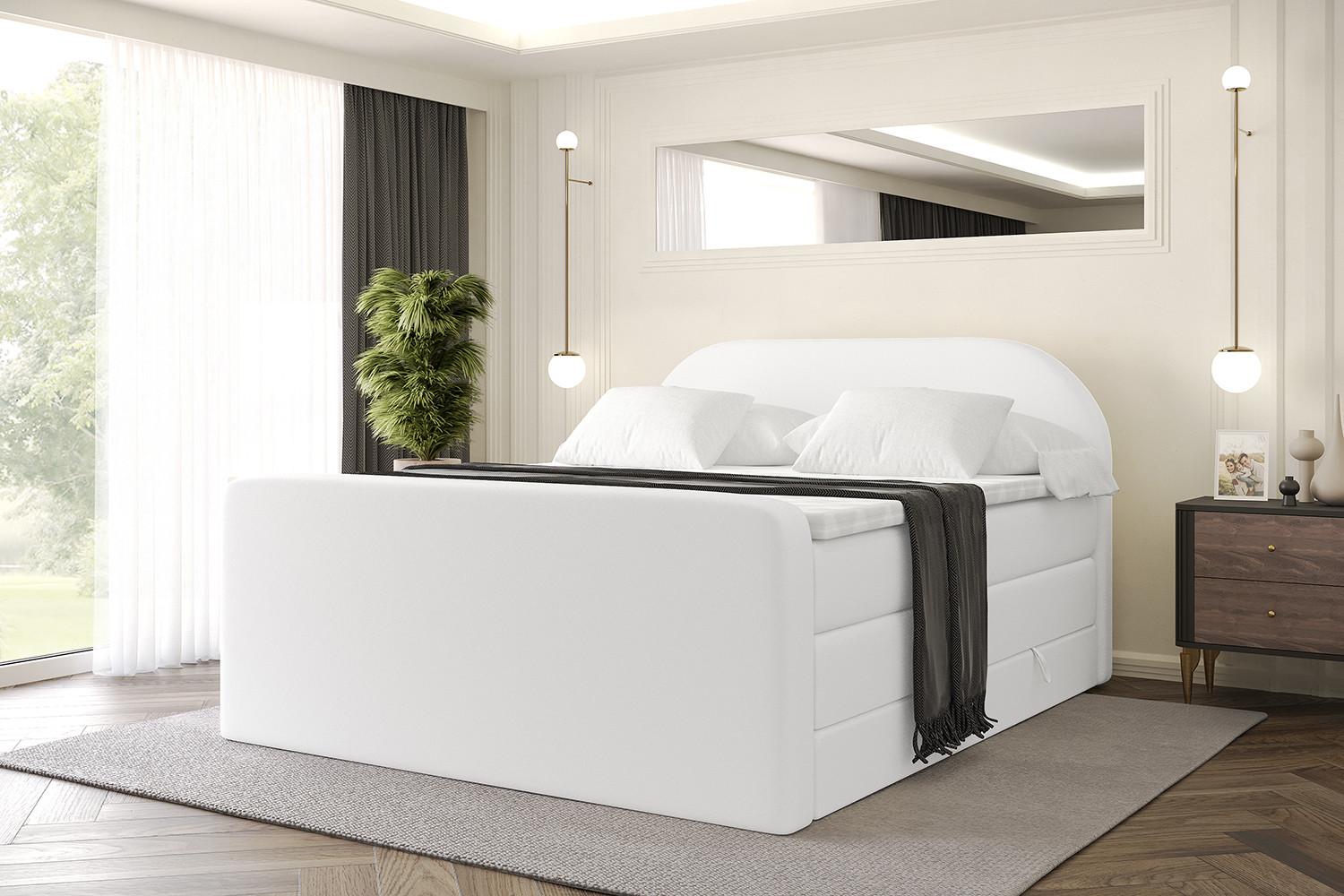 BOXSPRINGBETT mit Matratze und Lattenrost - NOX-Z KING-120x200 - Weiß Kunstleder Holzwerkstoff ALTDECOR Möbel > Betten > Boxspringbetten Weiß
