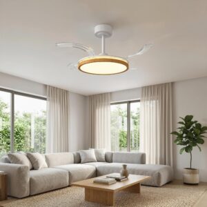 wohnli-moebel-suche-800001860589-1 DECKENVENTILATOR-MIT-LICHT Stahl Naturholz Metall HOMCOM Lampen & Leuchten > LED-Leuchten Braun