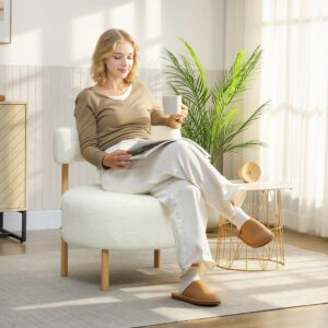 wohnli-moebel-suche-800001861079-1 RELAXSESSEL mit Sherpa-Fleece Metallbeinen in Holzoptik Weiß Textil HOMCOM Möbel > Sessel > Relaxsessel Weiß