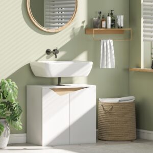 WASCHBECKENUNTERSCHRANK Spanplatte MDF Weiß Holzwerkstoff HOMCOM Möbel > Schränke > Badezimmerschränke > Waschbeckenunterschränke Weiß