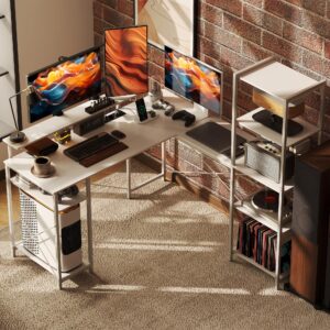 wohnli-moebel-suche-800001861271-1 ECKSCHREIBTISCH Spanplatte Metall Weiß Kunststoff HOMCOM Möbel > Tische > Schreibtische > Gamingtische Weiß