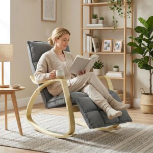 wohnli-moebel-suche-800001861292-1 SCHAUKELSTUHL Polyester Grau Textil HOMCOM Möbel > Stühle > Esszimmerstühle > Schwingstühle Grau