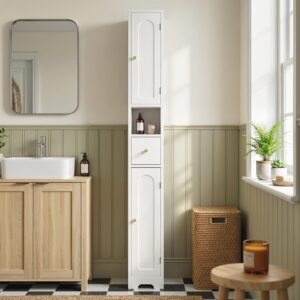 BADEZIMMERSCHRANK MDF Weiß Holzwerkstoff HOMCOM Möbel > Schränke > Badezimmerschränke Weiß