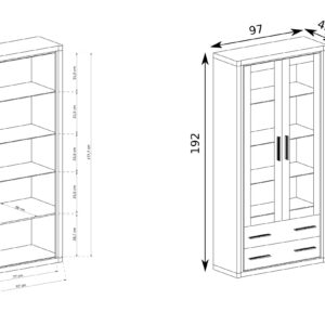 wohnli-moebel-suche-800001864986-1 VITRINE MALAGA 192 / 97 cm in Braun Holzwerkstoff MASSENO Möbel > Schränke > Vitrinen Braun