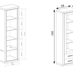 wohnli-moebel-suche-800001864988-1 VITRINE MALAGA 192 / 58 cm in Braun Holzwerkstoff MASSENO Möbel > Schränke > Vitrinen Braun