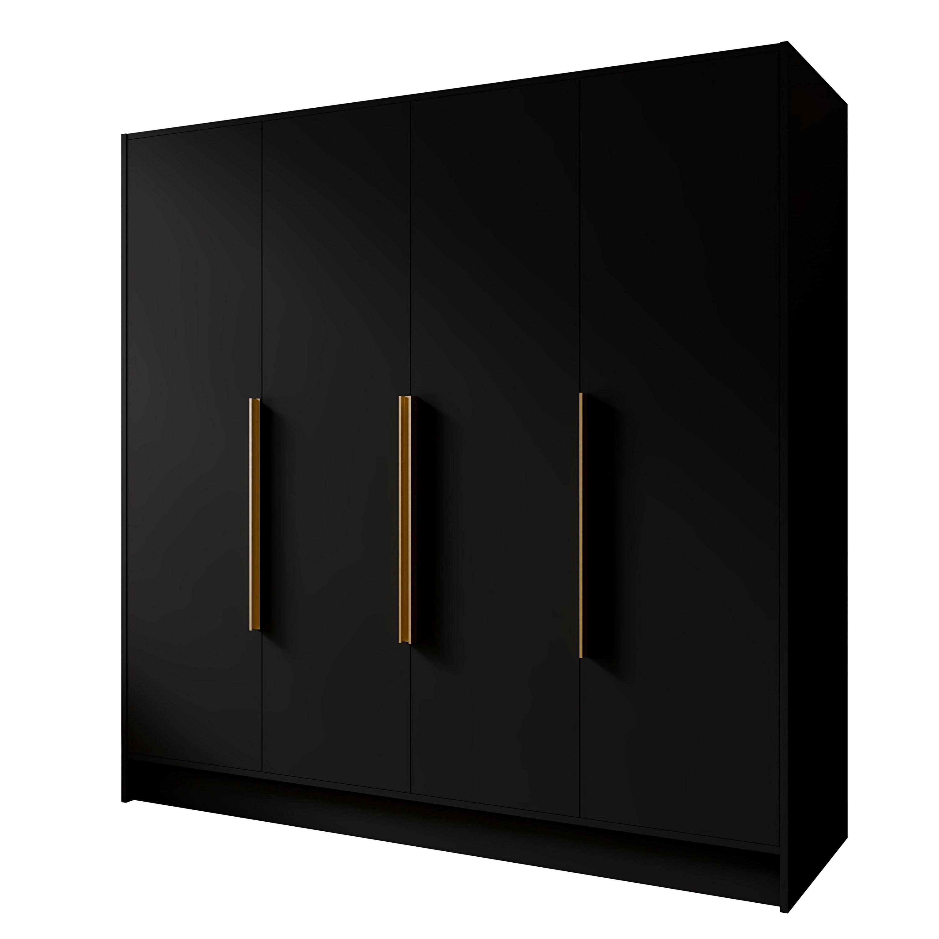 wohnli-moebel-suche-800001864997 Wohnli Möbelsuche - DREHTÜRENSCHRANK BERON 200/200/51 cm Modern Kleiderschrank 4-türig Schwarz