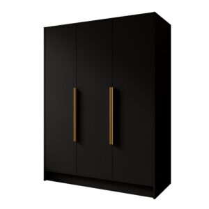 Wohnli Möbelsuche - DREHTÜRENSCHRANK BERON 150/200/51 cm Modern Kleiderschrank 3-türig Schwarz