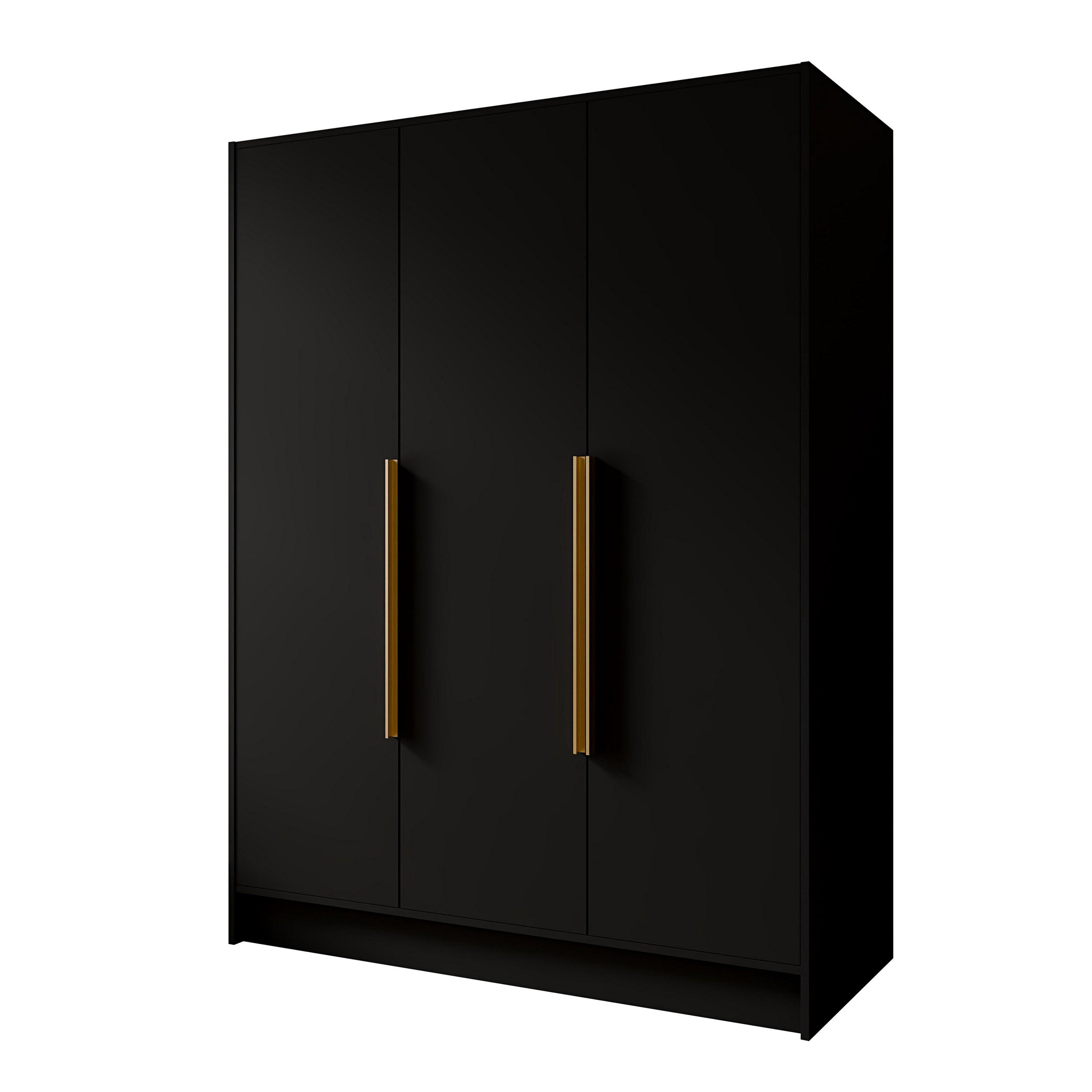 wohnli-moebel-suche-800001865006 Wohnli Möbelsuche - DREHTÜRENSCHRANK BERON 150/200/51 cm Modern Kleiderschrank 3-türig Schwarz