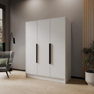 DREHTÜRENSCHRANK BERON 150/200/51 cm Modern Kleiderschrank 3-türig Weiß Holzwerkstoff MASSENO Möbel > Schränke > Kleiderschränke > Drehtürenschränke Weiß