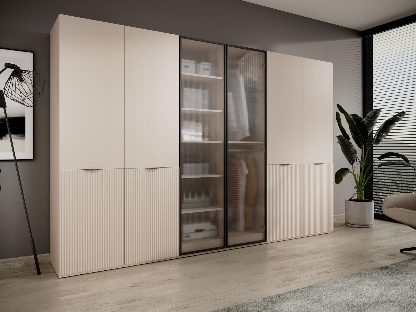 DREHTÜRENSCHRANK ATELIO 303/200/51 cm Modern Kleiderschrank 6-türig Beige Holzwerkstoff MASSENO Möbel > Schränke > Kleiderschränke > Drehtürenschränke Beige