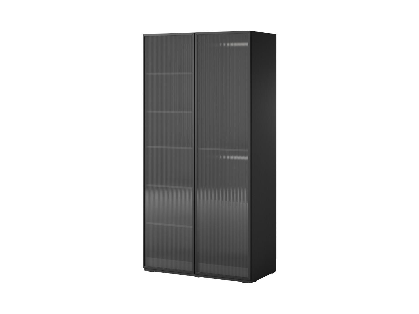 Wohnli Möbelsuche - DREHTÜRENSCHRANK ATELIO 101/200/51 cm Modern Kleiderschrank 2-türig Schwarz