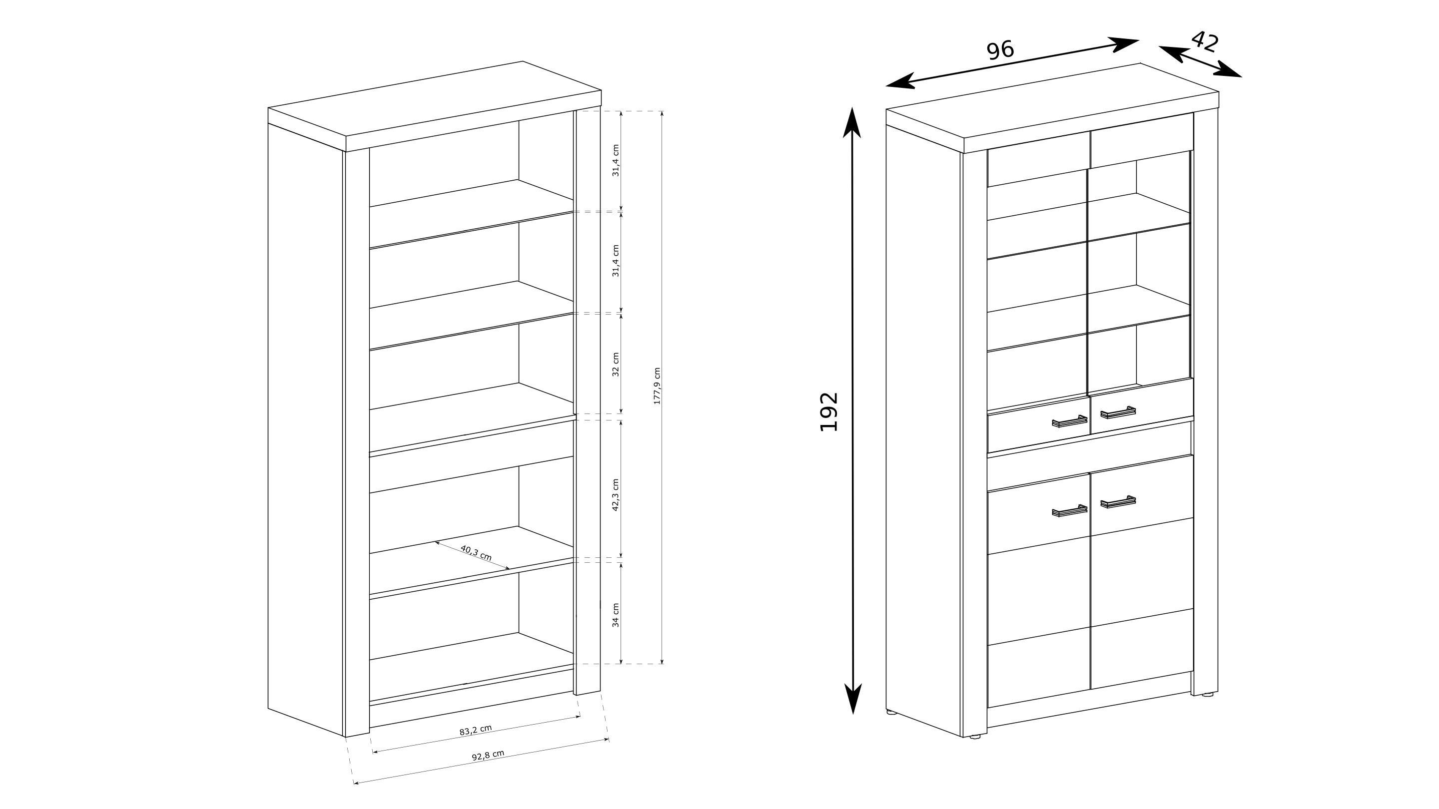VITRINE ZERI 192 / 96 cm in Braun Holzwerkstoff MASSENO Möbel > Schränke > Vitrinen Braun