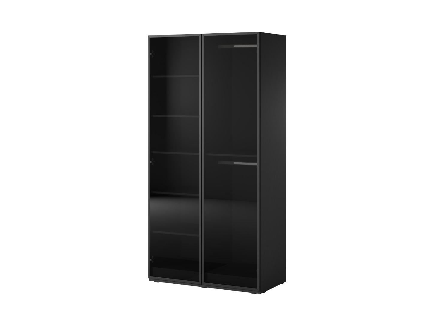 Wohnli Möbelsuche - DREHTÜRENSCHRANK ATELIO 101/200/51 cm Modern Kleiderschrank 2-türig Schwarz