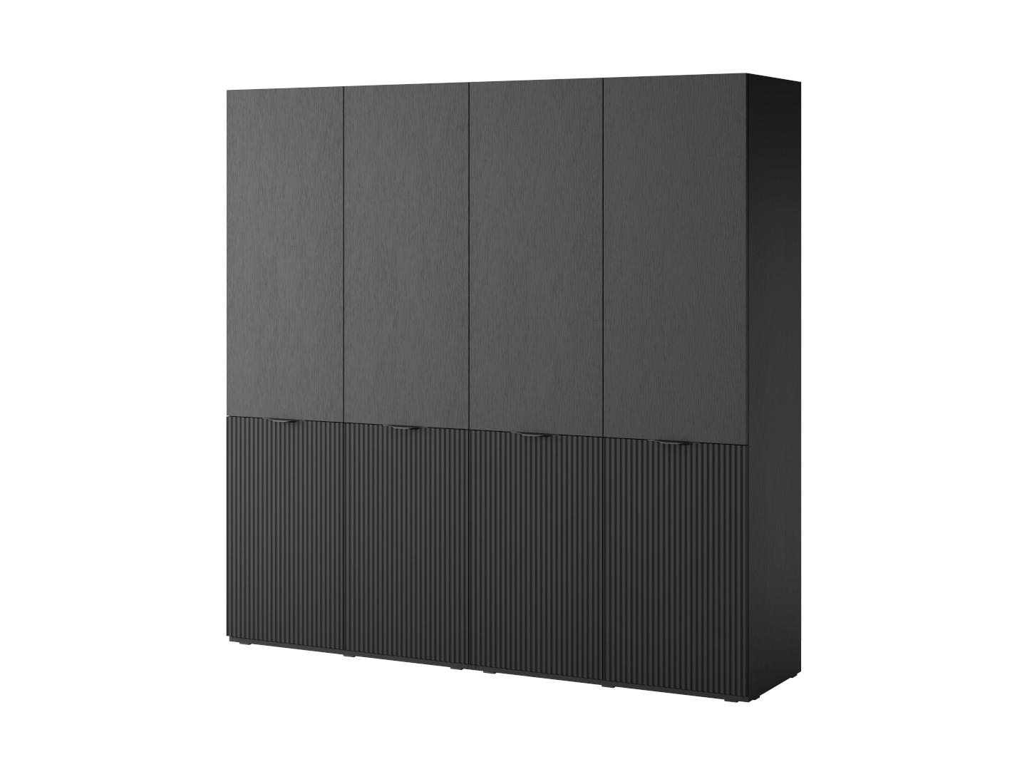 Wohnli Möbelsuche - DREHTÜRENSCHRANK ATELIO 202/200/51 cm Modern Kleiderschrank 4-türig Schwarz