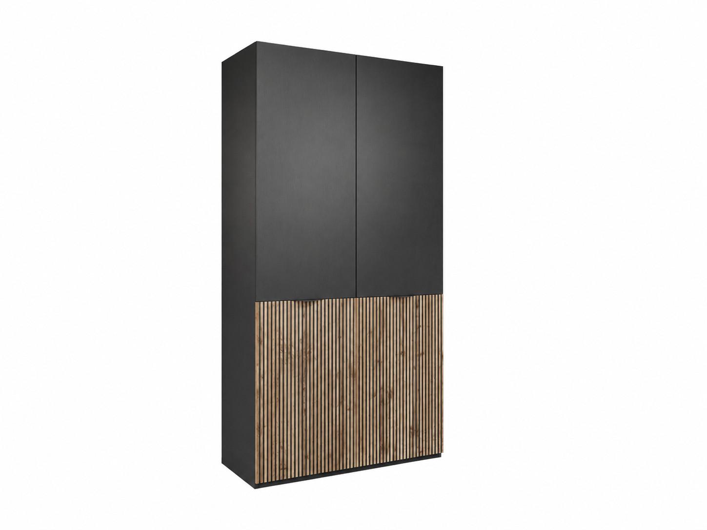 Wohnli Möbelsuche - DREHTÜRENSCHRANK ATELIO 101/200/51 cm Modern Kleiderschrank 2-türig Schwarz