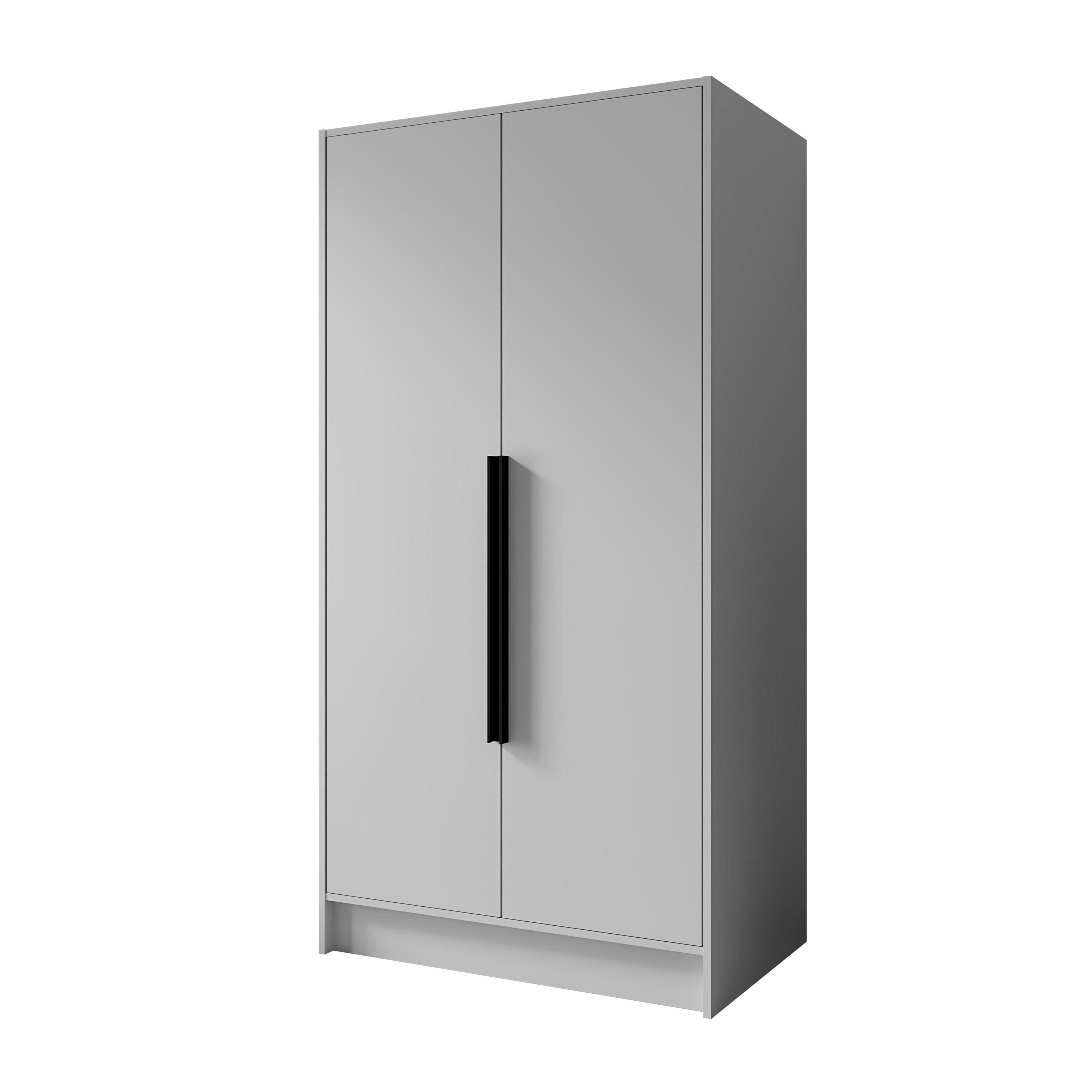 Wohnli Möbelsuche - DREHTÜRENSCHRANK BERON 102/200/51 cm Modern Kleiderschrank 2-türig Weiß