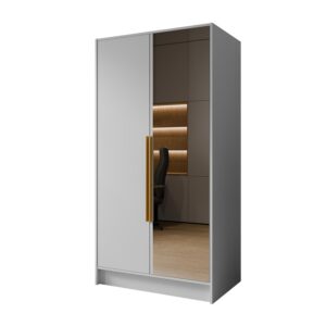 wohnli-moebel-suche-800001865175 Wohnli Möbelsuche - DREHTÜRENSCHRANK RENVO 102/200/51 cm Modern Kleiderschrank 2-türig mit Spiegel Weiß