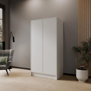 wohnli-moebel-suche-800001865177-1 DREHTÜRENSCHRANK VELAR 102/200/51 cm Modern Kleiderschrank 2-türig Weiß Holzwerkstoff MASSENO Möbel > Schränke > Kleiderschränke > Drehtürenschränke Weiß