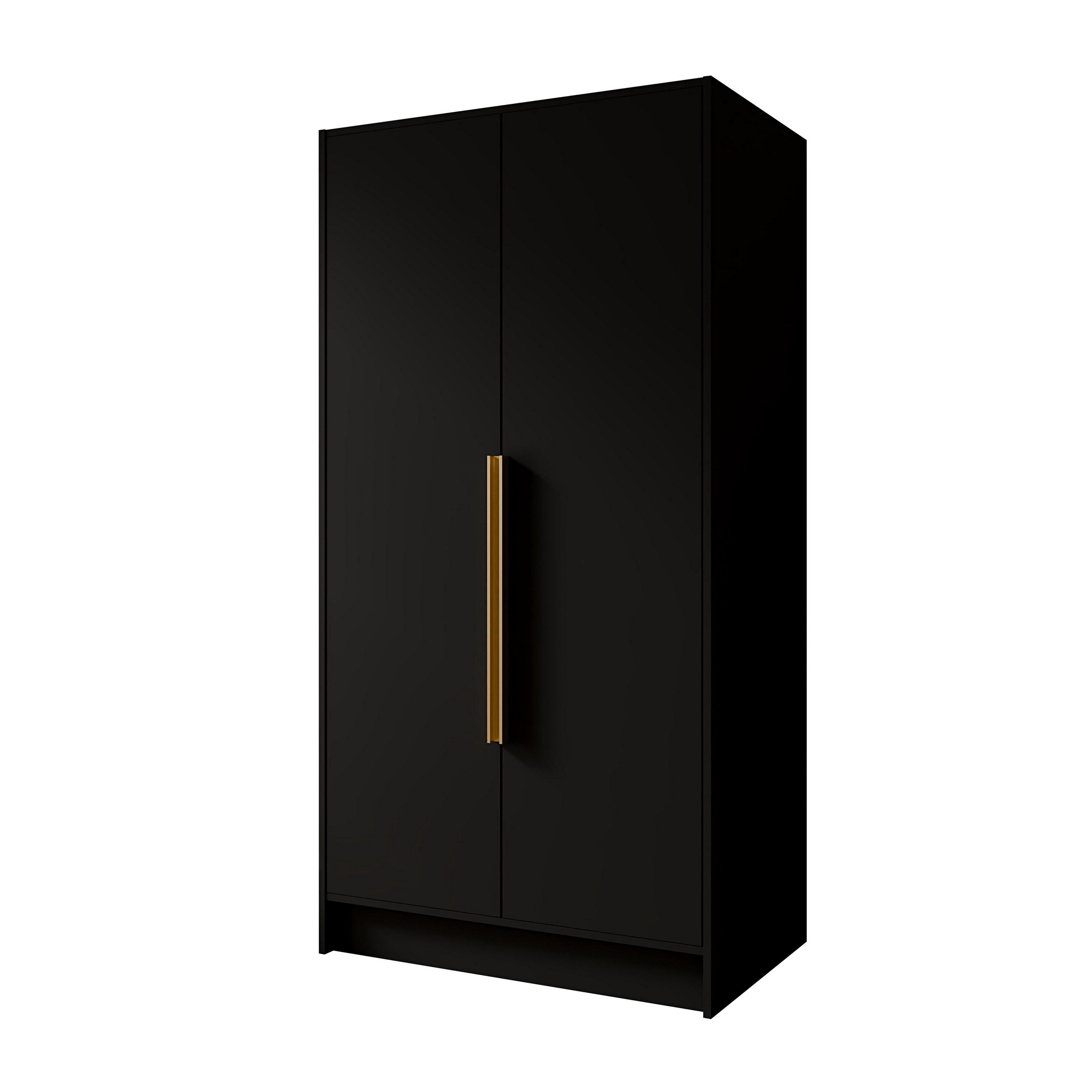 Wohnli Möbelsuche - DREHTÜRENSCHRANK BERON 102/200/51 cm Modern Kleiderschrank 2-türig Schwarz