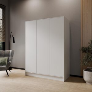 DREHTÜRENSCHRANK VELAR 150/200/51 cm Modern Kleiderschrank 3-türig Weiß Holzwerkstoff MASSENO Möbel > Schränke > Kleiderschränke > Drehtürenschränke Weiß