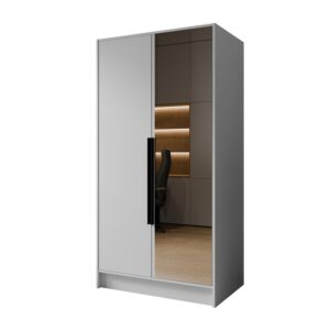 wohnli-moebel-suche-800001865210 Wohnli Möbelsuche - DREHTÜRENSCHRANK RENVO 102/200/51 cm Modern Kleiderschrank 2-türig mit Spiegel Weiß