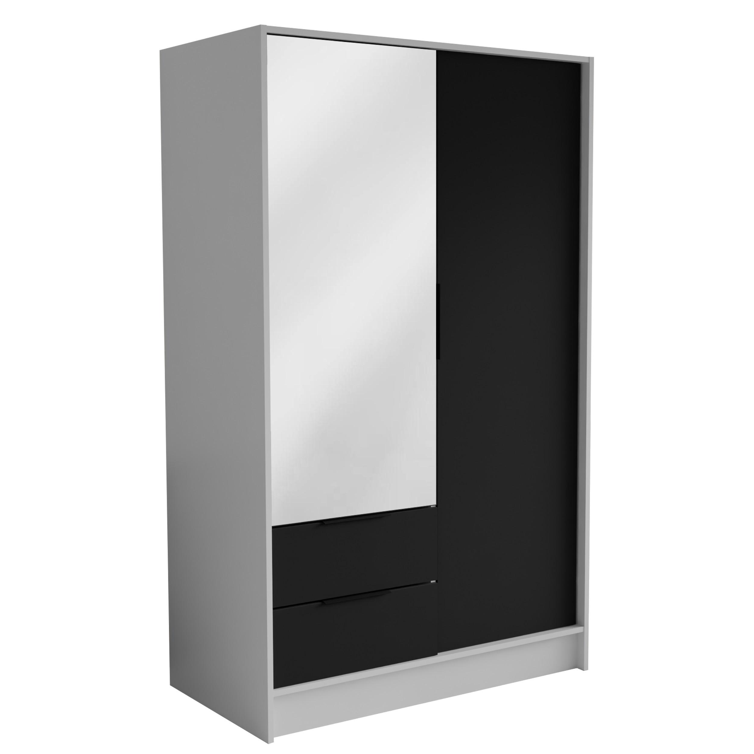 wohnli-moebel-suche-800001865243 Wohnli Möbelsuche - DREHTÜRENSCHRANK CAVA 102/200/51 cm Modern Kleiderschrank 2-türig mit Spiegel Weiß